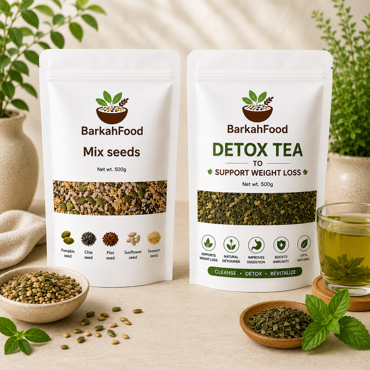 2 in 1( Mix seeds+Detox Tea )